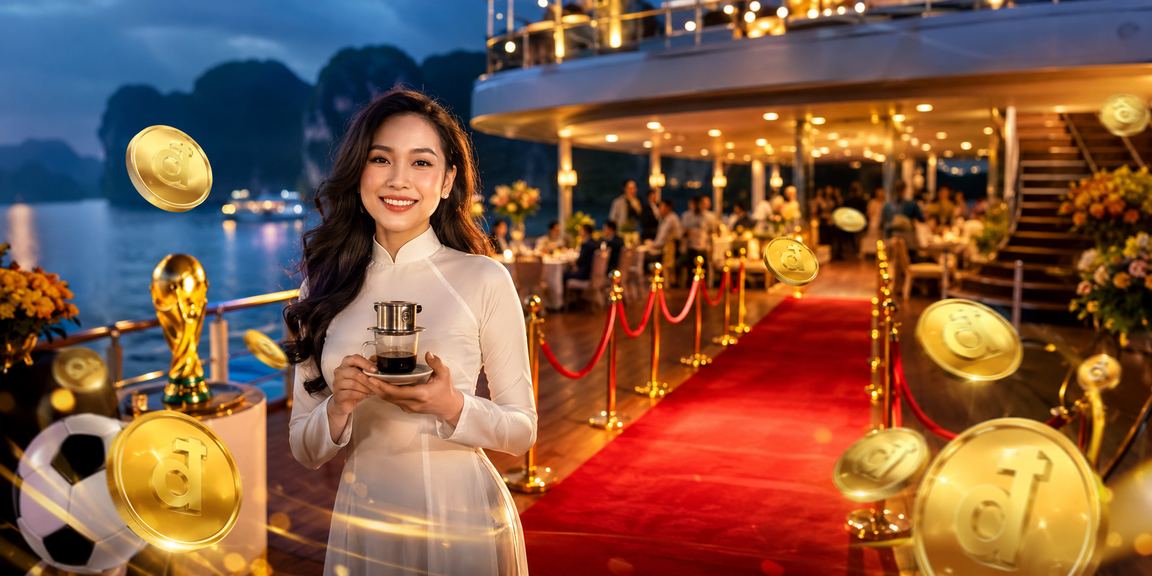 Người dùng xem bóng đá và thưởng thức cà phê tại vùng Vịnh Hạ Long – không khí giải trí đặc trưng Việt Nam