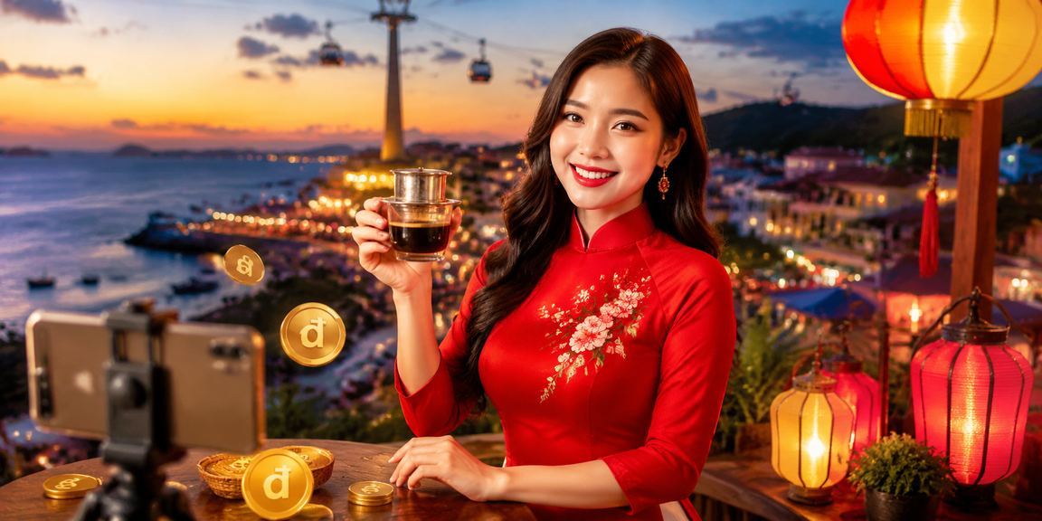 Phụ nữ mặc áo dài tại Phú Quốc sử dụng điện thoại trong không gian resort giải trí