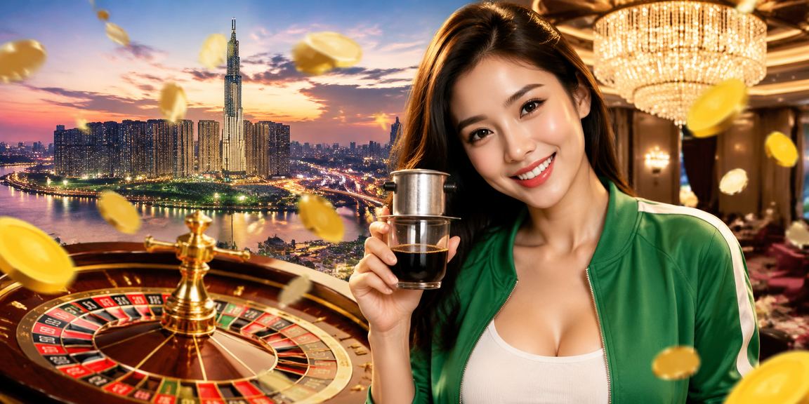 Không khí sòng bài hiện đại tại Việt Nam với ánh đèn lung linh và người chơi tập trung